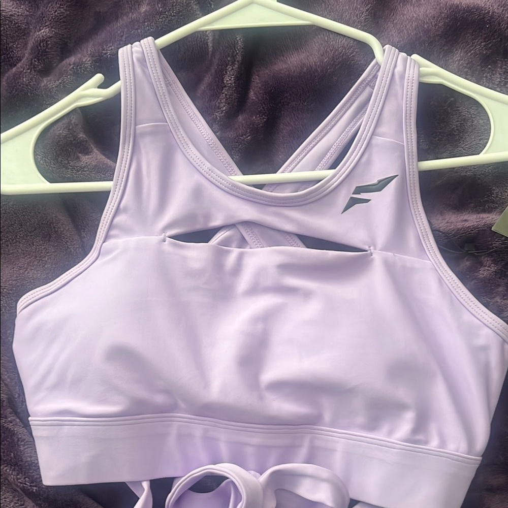 Lavender Cross-Back Sports Bra